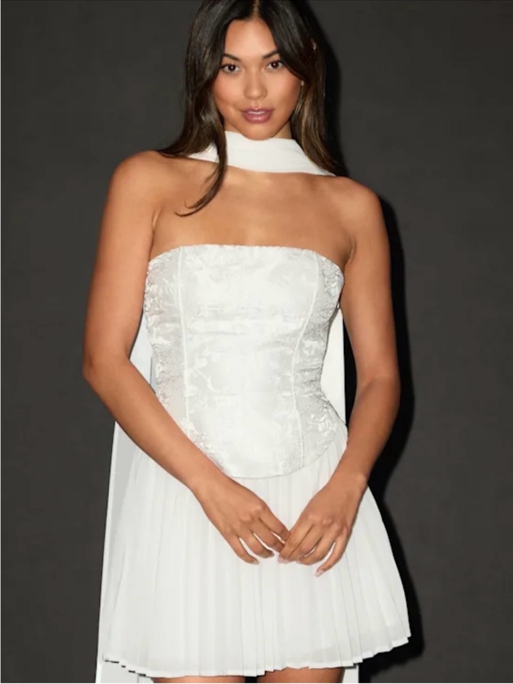 Lulu's White Lace-Up Backless Draped Mini Dress